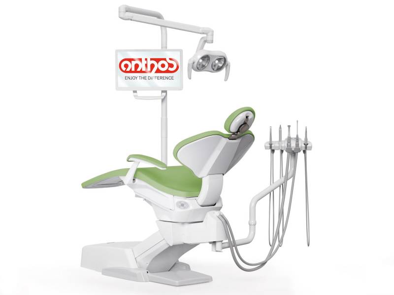 Unit dentaire Anthos R7 avec une sellerie verte 
